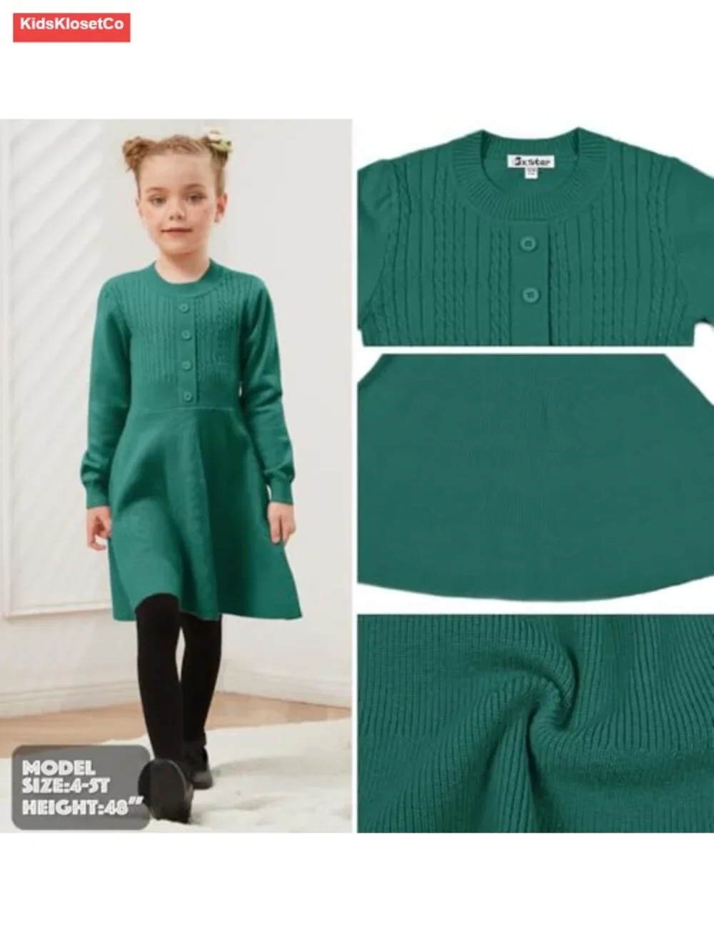 Girls Knitted Sweater Dress Ruffle Long Sleeve Winter Fall